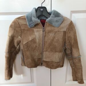 Kids genuige leather/fur coat